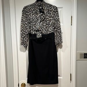 White House Black Market Leopard Print and Black Dress